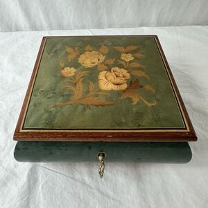 Vintage Swiss Reuge Musical Music Wood Inlay Box Fur Elise Made In Italy W/Key